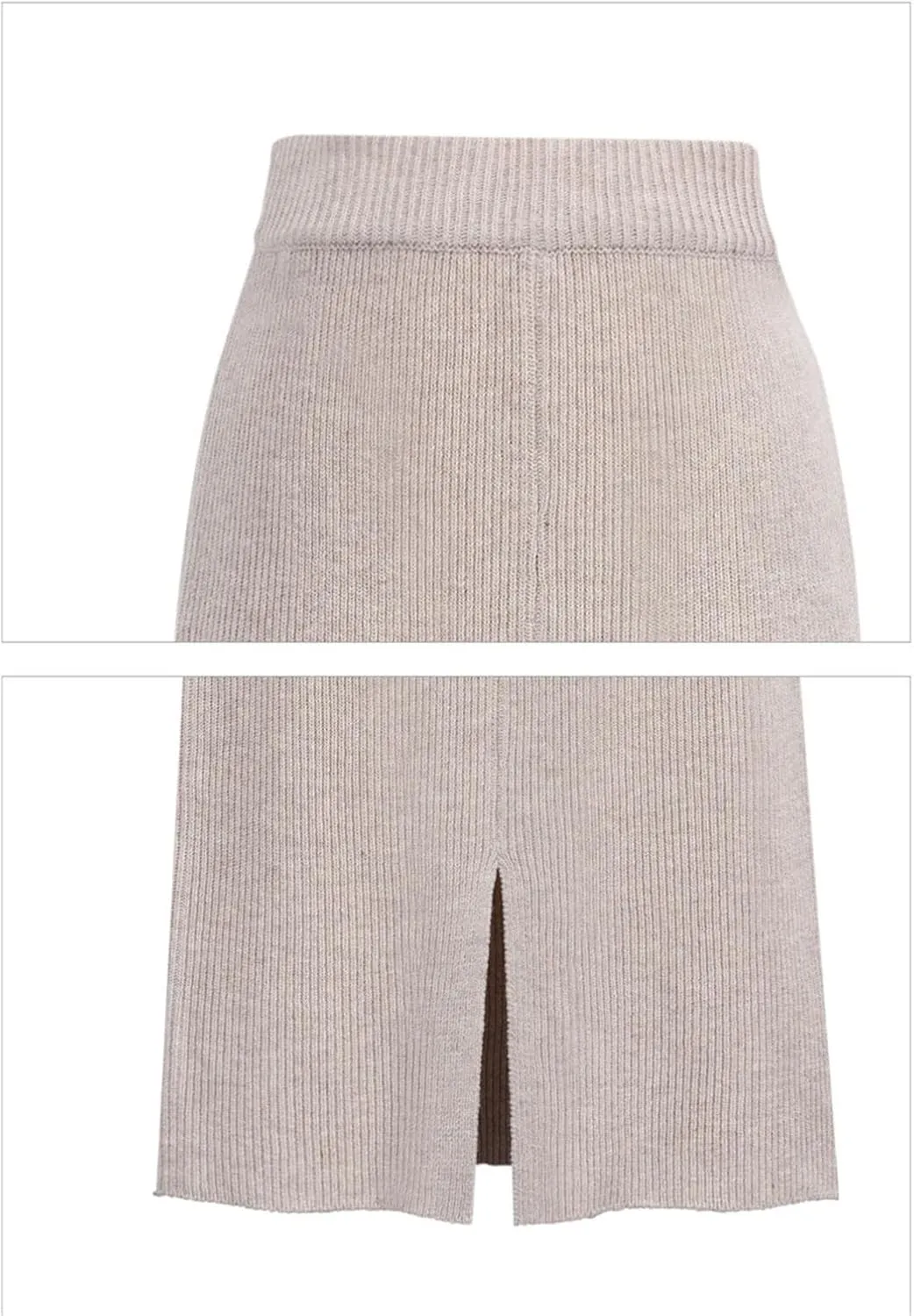 Women's Large Size Knit Pencil Skirt Elastic High Waist Split Midi Skirt Basic Office Casual Wrap Hip Skirt