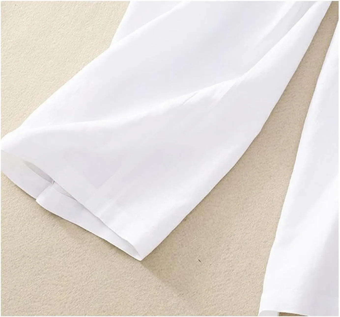 Women's Linen Cropped Wide Leg Pants Casual Waistband lace Palazzo Lightweight Beach Trousers Outfits with Pockets