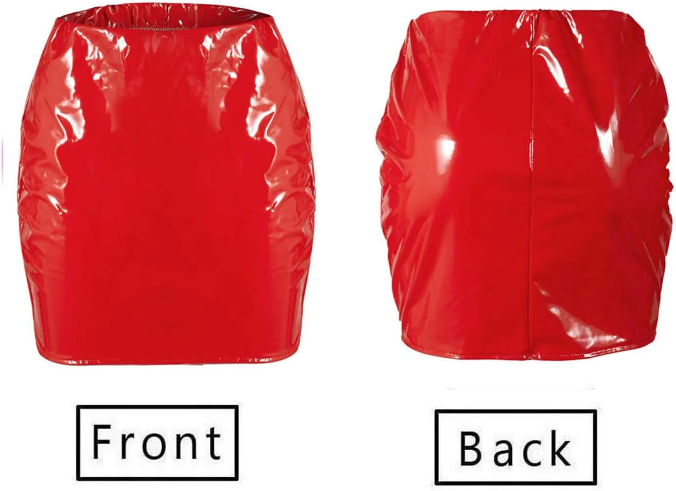 Women's Neon Leather Mini Skirt PU Bodycon Pencil Sexy Slim High Waist Elastic Pencil Latex Skirt Party Clubwear