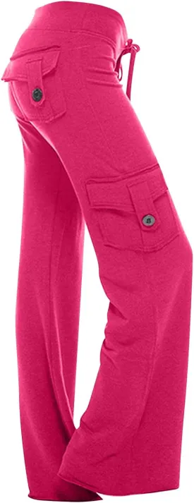 Xiaojmake Wide Leg Cargo Pant with Pockets Women High Waisted Bootcut Yoga Pants Casual Plus Size Stretch Flare Leggings 2025
