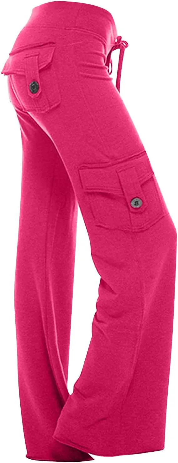 Xiaojmake Wide Leg Cargo Pant with Pockets Women High Waisted Bootcut Yoga Pants Casual Plus Size Stretch Flare Leggings 2025