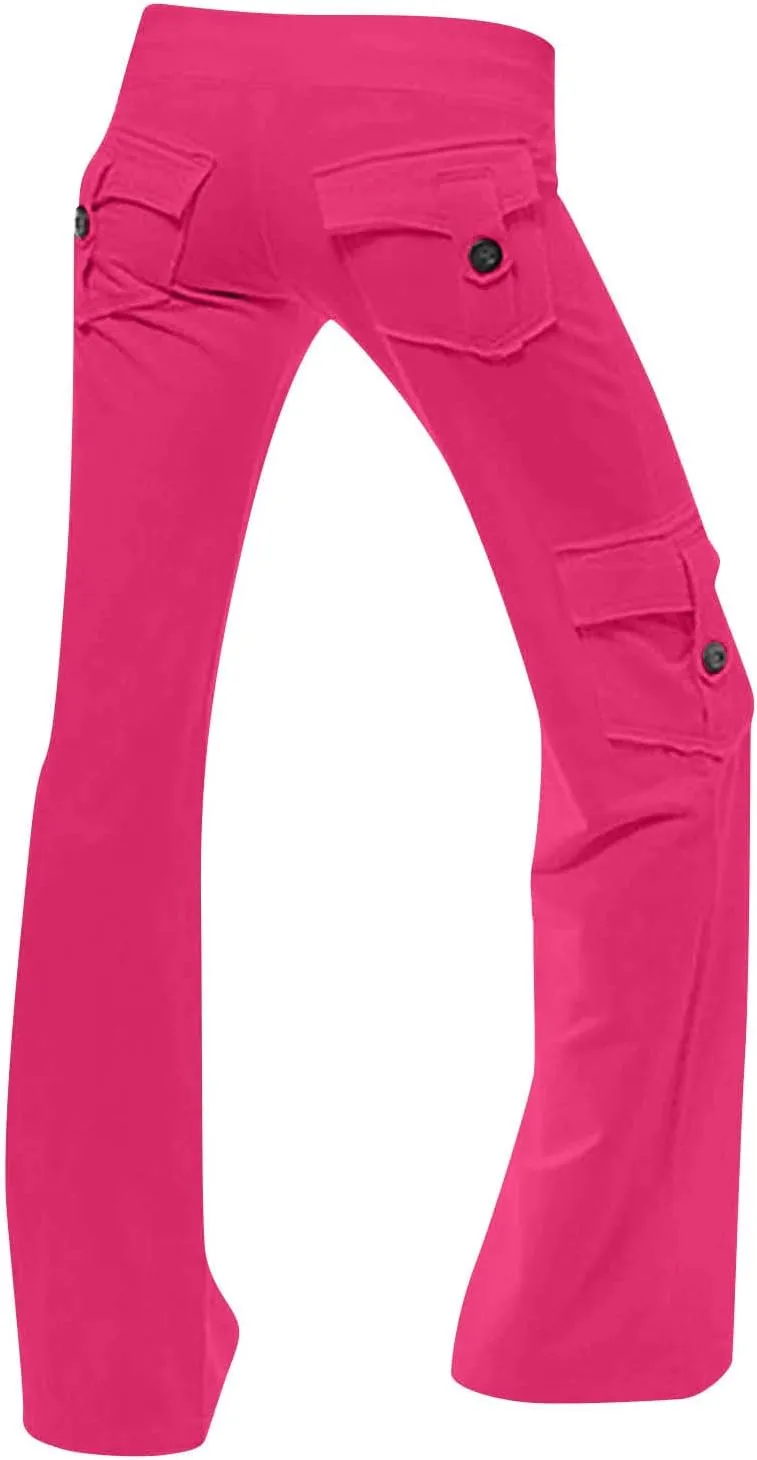Xiaojmake Wide Leg Cargo Pant with Pockets Women High Waisted Bootcut Yoga Pants Casual Plus Size Stretch Flare Leggings 2025